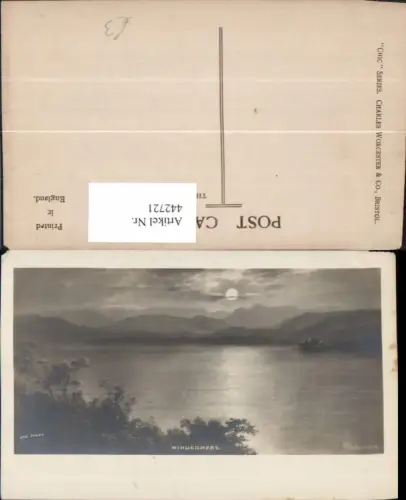 442721,Künstler AK Elmer Keene England Windermere See Bergkulisse Mondschein