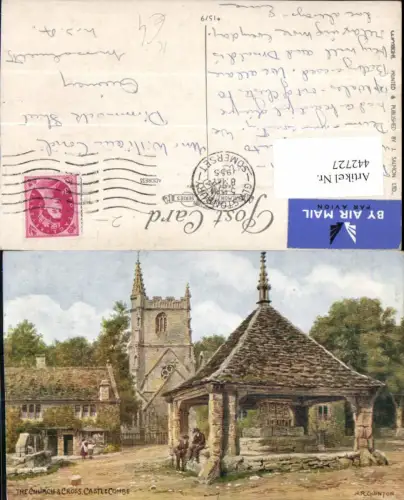 442727,Künstler AK A. R. Quinton England Castle Combe Church and Cross Kirche