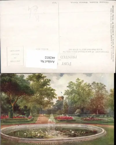 442832,Künstler AK W. W. Quatremain England Warwick Castle Terrace Garden Brunnen