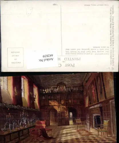 442839,Künstler AK C. Essenhigh Corke England Knole Great Hall Innenansicht