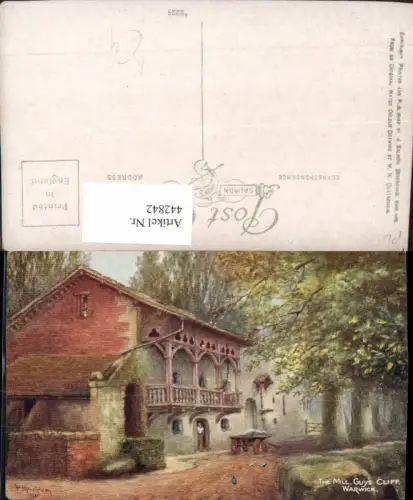 442842,Künstler AK W. W. Quatremain England Warwick Guys Cliff Mill Mühle