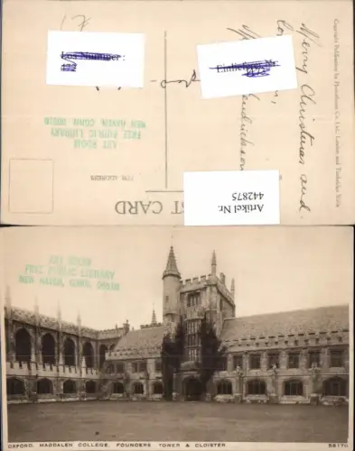 442875,England Oxford Magdalen College Founders Tower and Cloister Kloster