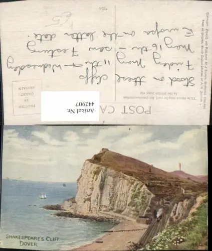 442907,Künstler AK A. R. Quinton England Dover Shakespeares Cliff Klippe Küste