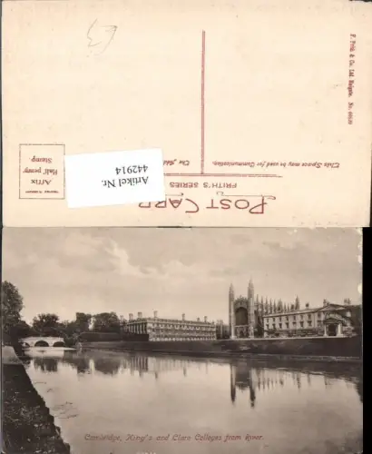 442914,England Cambridge Kings and Clare Colleges from River Fluss