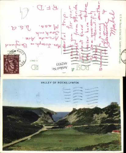 442933,England Lynton Valley of Rocks Landschaft Küste
