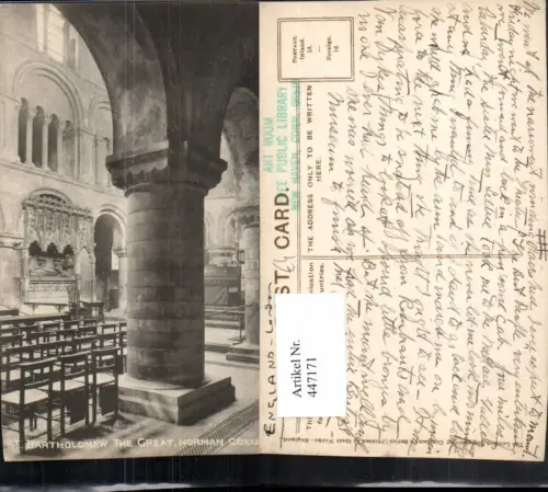447171,England London St. Bartholomew Great Norman Columns Säulen