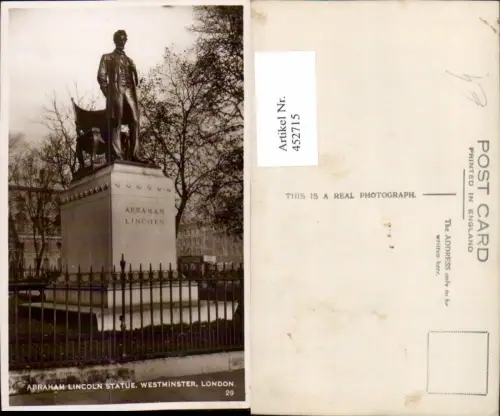 452715,England London Westminster Abraham Lincoln Statue Denkmal