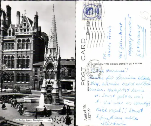 452719,England Birmingham Chamberlain Square Brunnen Monument