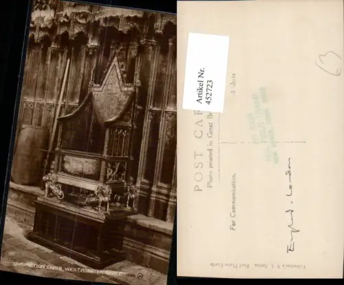 452723,England London Westminster Abbey Coronation Chair Stuhl