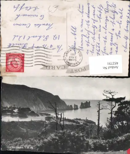 452751,England Isle of Wight Needles Küste Felsen