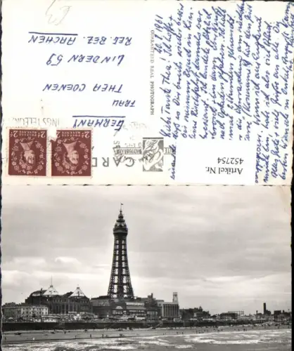 452754,England Blackpool Tower and Central Beach Strand
