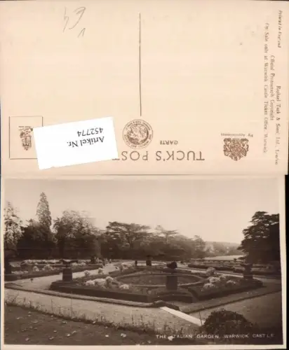 452774,England Warwick Castle Italian Garden Garten pub Raphael Tuck