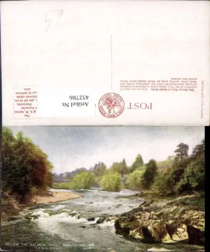 452786,Künstler AK England Builth Wells Below the Salmon Pool Fluss