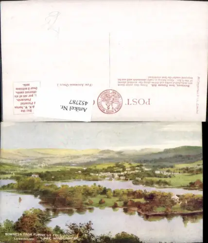 452787,Künstler AK England Bowness from Furness Fell Lake Windermere See