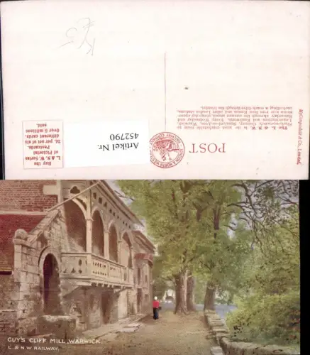 452790,Künstler AK England Warwick Guys Cliff Mill Mühle