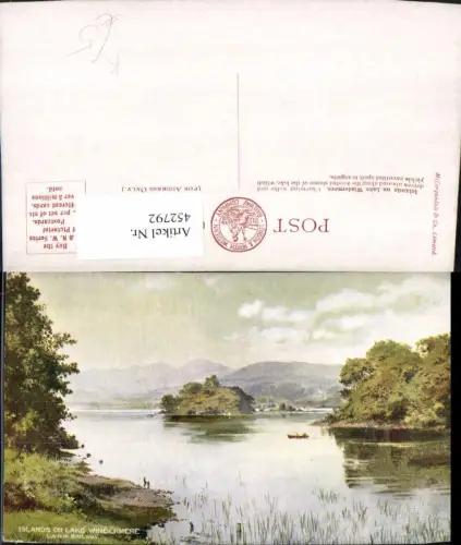 452792,Künstler AK England Islands on Lake Windermere Inseln See