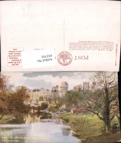 452793,Künstler AK England Warwick Castle from the River Burg