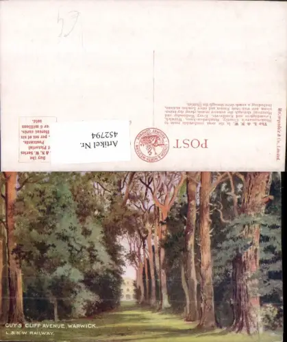 452794,Künstler AK England Warwick Guys Cliff Avenue Wald