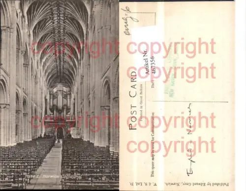 467356,England Norwich Cathedral Kirche Innenansicht