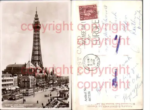 467358,England Blackpool Tower and Promenade Turm