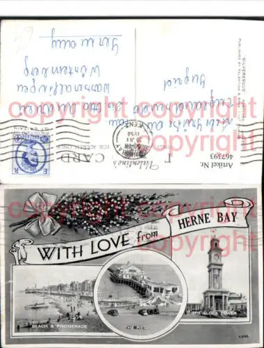 467393,England Herne Bay Clock Tower Pier Beach Strand Mehrbildkarte