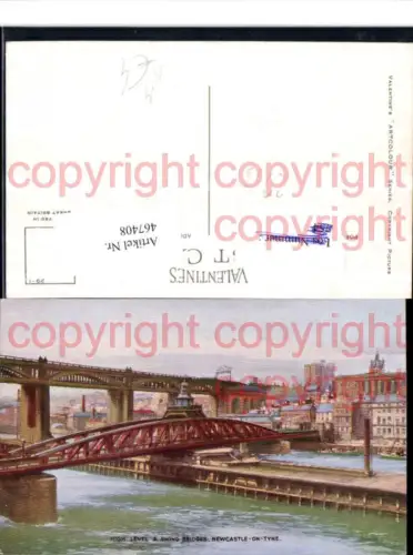 467408,Künstler AK England Newcastle-on-Tyne High Level Swing Bridge Brücke