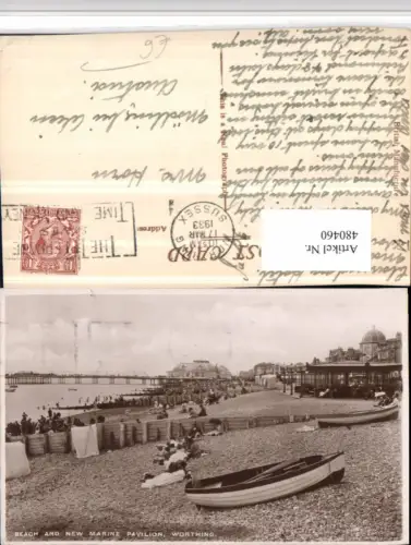 480460,England Worthing Beach and Marine Pavillon Strandleben Strand