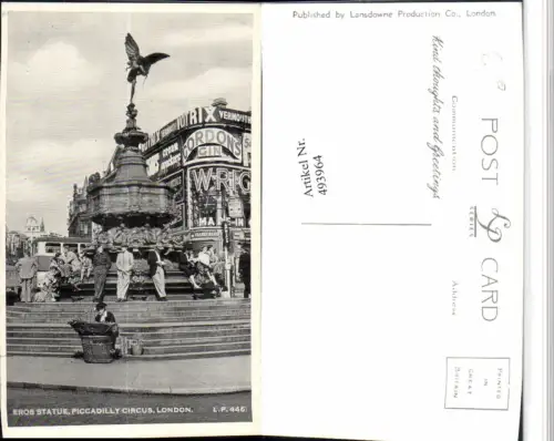 493964,England London Piccadilly Circus Eros Statue Brunnen