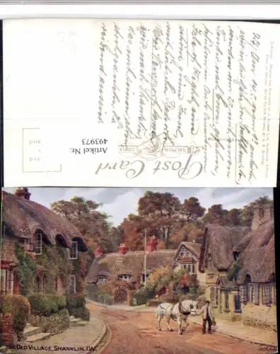 493973,Künstler AK England Shanklin Old Village Dorf Pferd
