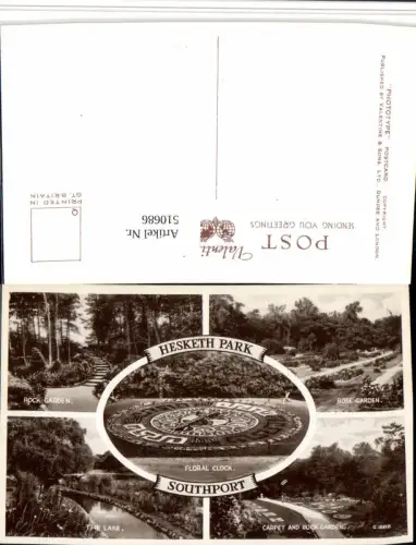 510686,England Southport Hesketh Park Floral Clock Garden Mehrbildkarte