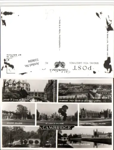 510694,England Cambridge Colleges Trinity Bridge Mehrbildkarte