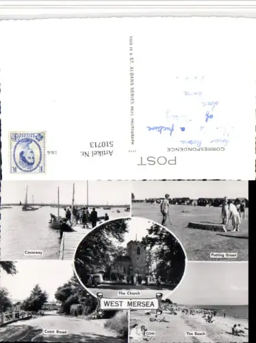 510713,England West Mersea Beach Church Road Golf Mehrbildkarte