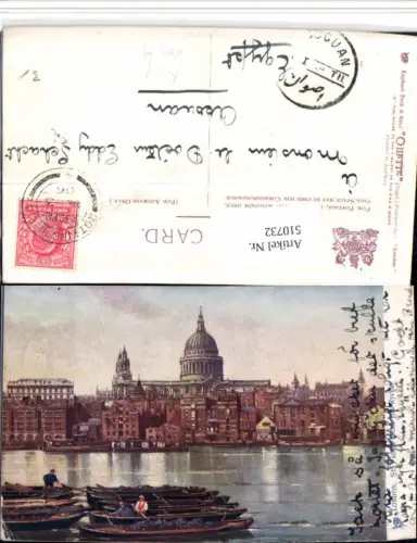 510732,Künstler AK England London St. Pauls from River Kirche pub Tuck 1450