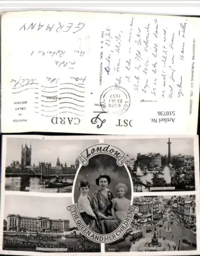 510736,England London Queen with Children Buckingham Palace Mehrbildkarte