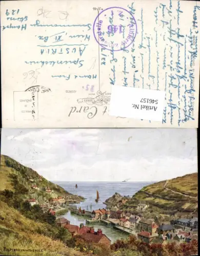 546157,Künstler AK England Polperro from the Hill Cornwall