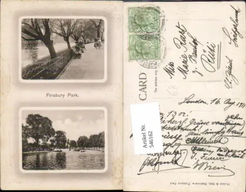 546162,England Präge AK London Finsbury Park Harringay