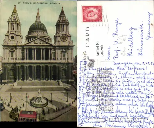 546280,England London St. Pauls Cathedral Bus Auto Autobus Kreisverkehr