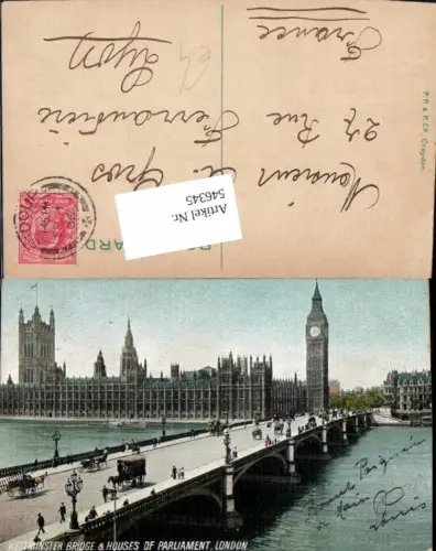 546345,England London Westminster Bridge Houses of Parliament Kutsche