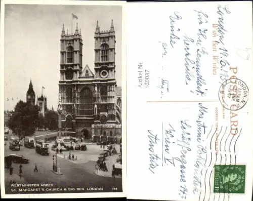 559037,England London Westminster Abbey St Margarets Church and Big Ben Bus