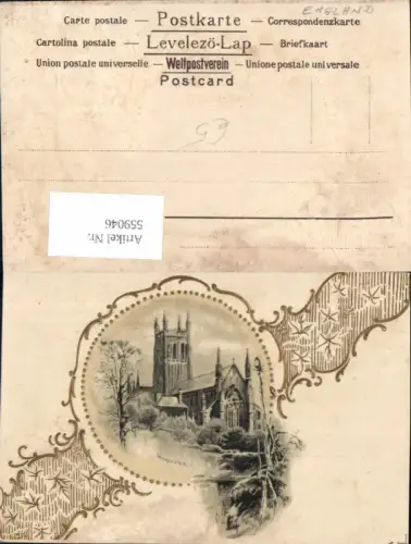 559046,Präge Ak England Worcester Kirche Goldverzierung