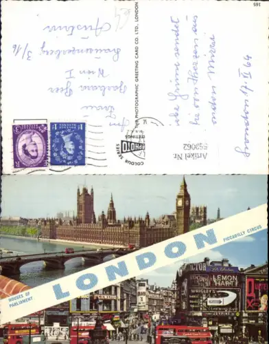 559062,Mehrbild Ak England London Big Ben Houses of Parliament Piccadilly Circus Reklame