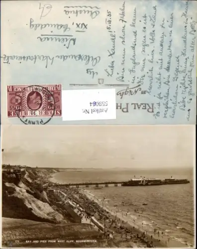 559064,England Bournemouth Bay and Pier from West Cliff Strandleben