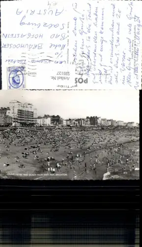 559127,England Brighton Grand Hotel and Beach from West Pier Strandleben