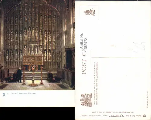 585972,Künstler Ak All Souls Reredos Oxford Altar England pub Raphael Tuck Sons 6218