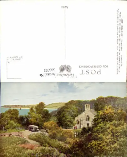 586022,Künstler Ak Brian Gerald The Little Church by the Sea Heysham Kirche England