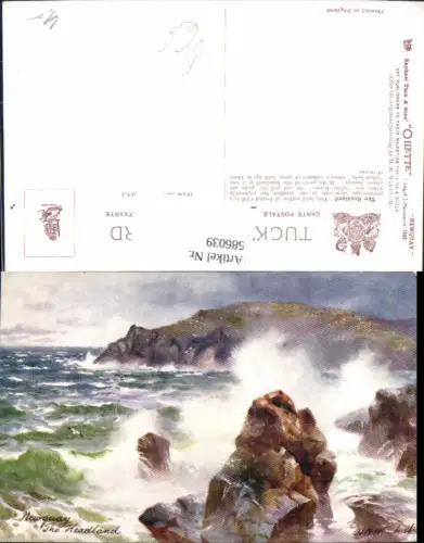 586039,Künstler Ak H. B. Wimbush Newquay The Headland Küste Brandung England pub Raphael Tuck Sons 7462