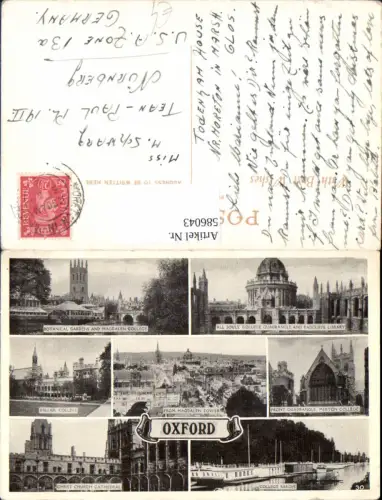 586043,Mehrbild Ak Oxford College Barges Christ Church Cathedral Balliol College England