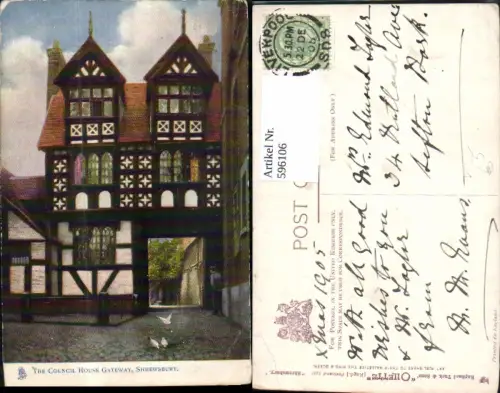 596106,The Council House Gateway Shrewsbury United Kingdom pub Raphael Tuck Sons Oilette 1441