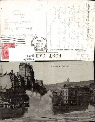 596130,A Storm at Hastings Küste Brandung United Kingdom