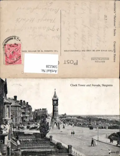 596228,Clock Tower and Parade Skegness Uhr Uhrturm United Kingdom